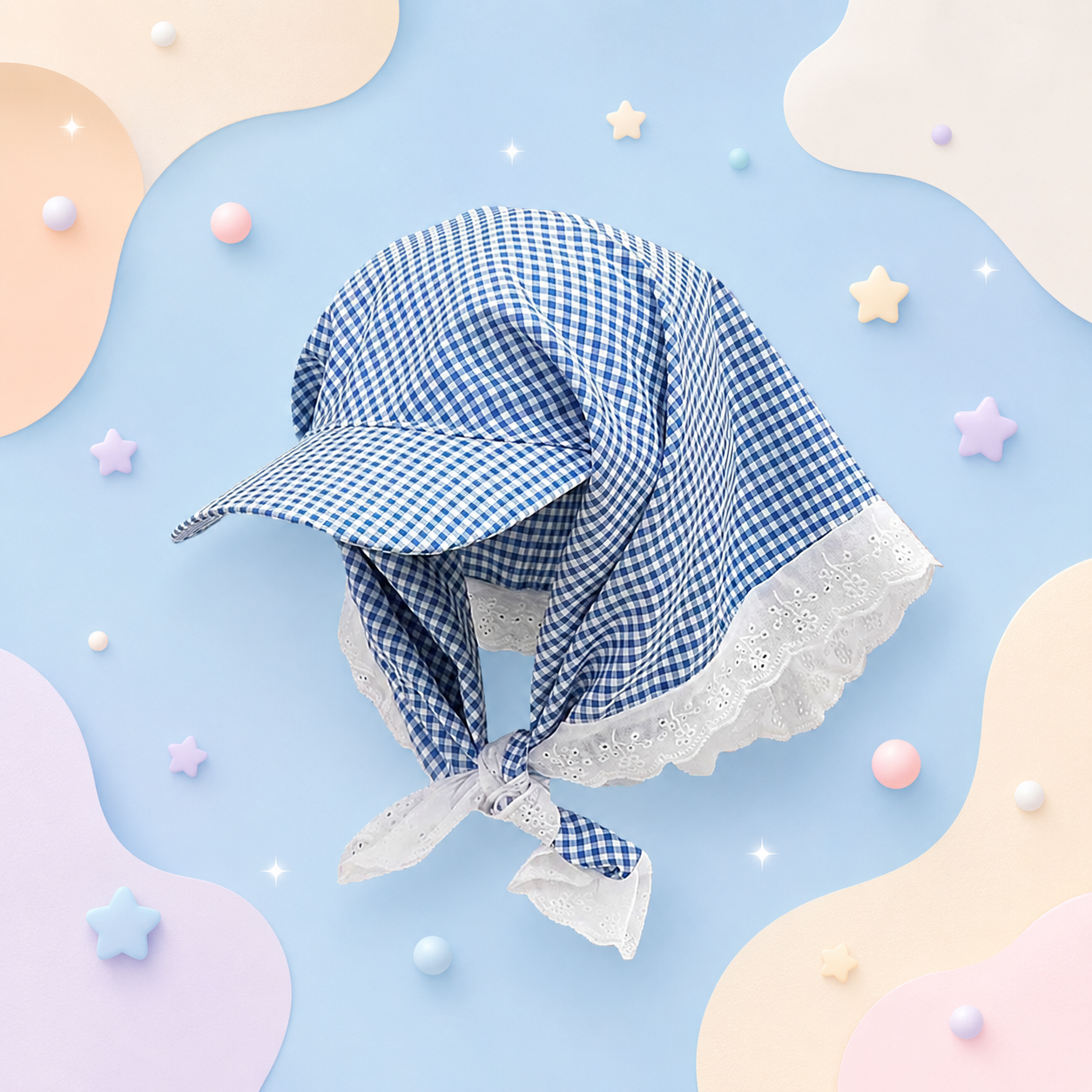 Blue Plaid Bandana Cap