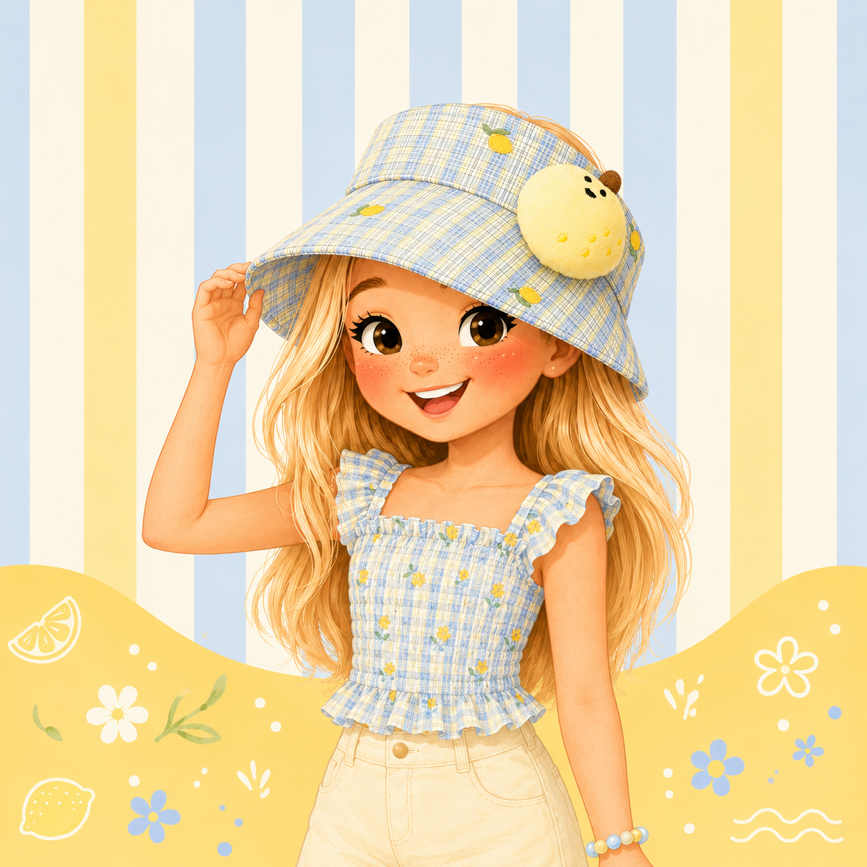 Lemon Flora Open Top Sun Hat