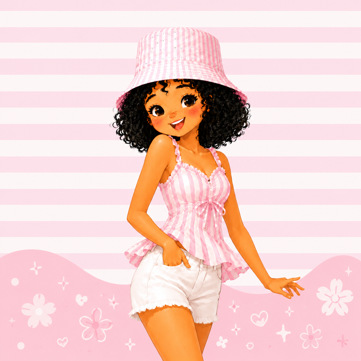 Pink Stripes Bucket Hat