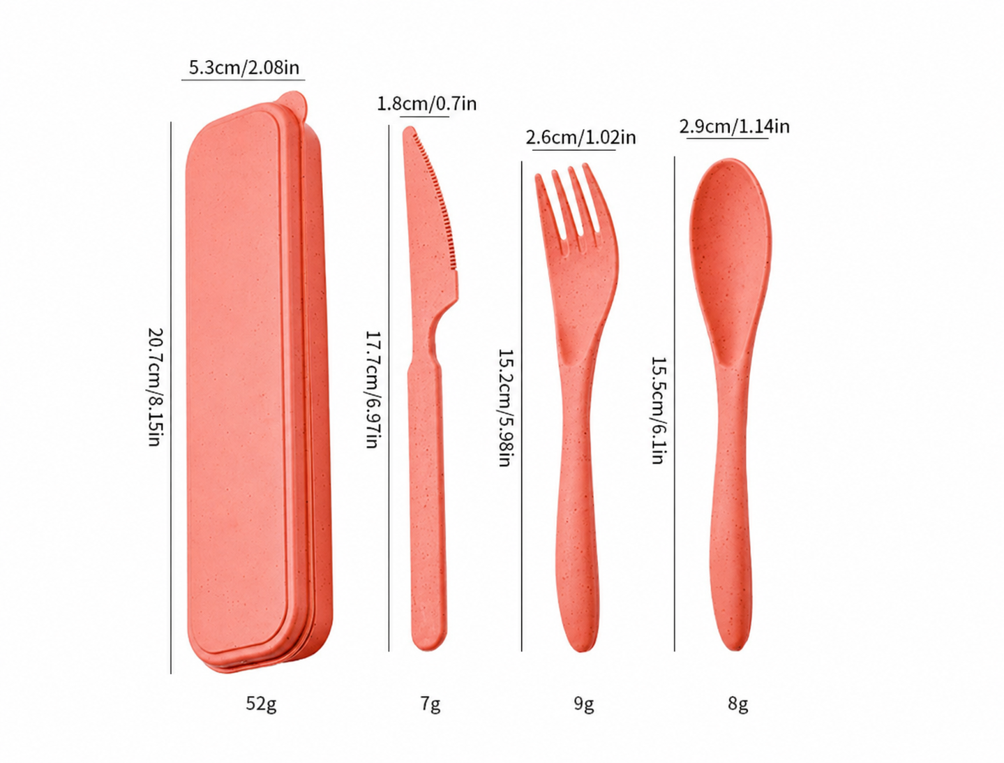 Peach Coral Camping Cutlery Set