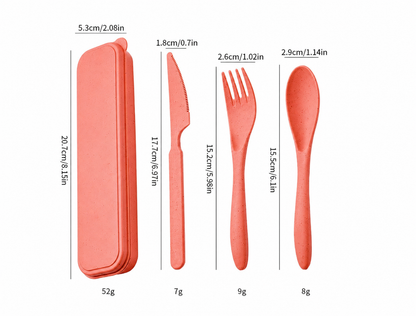 Peach Coral Camping Cutlery Set