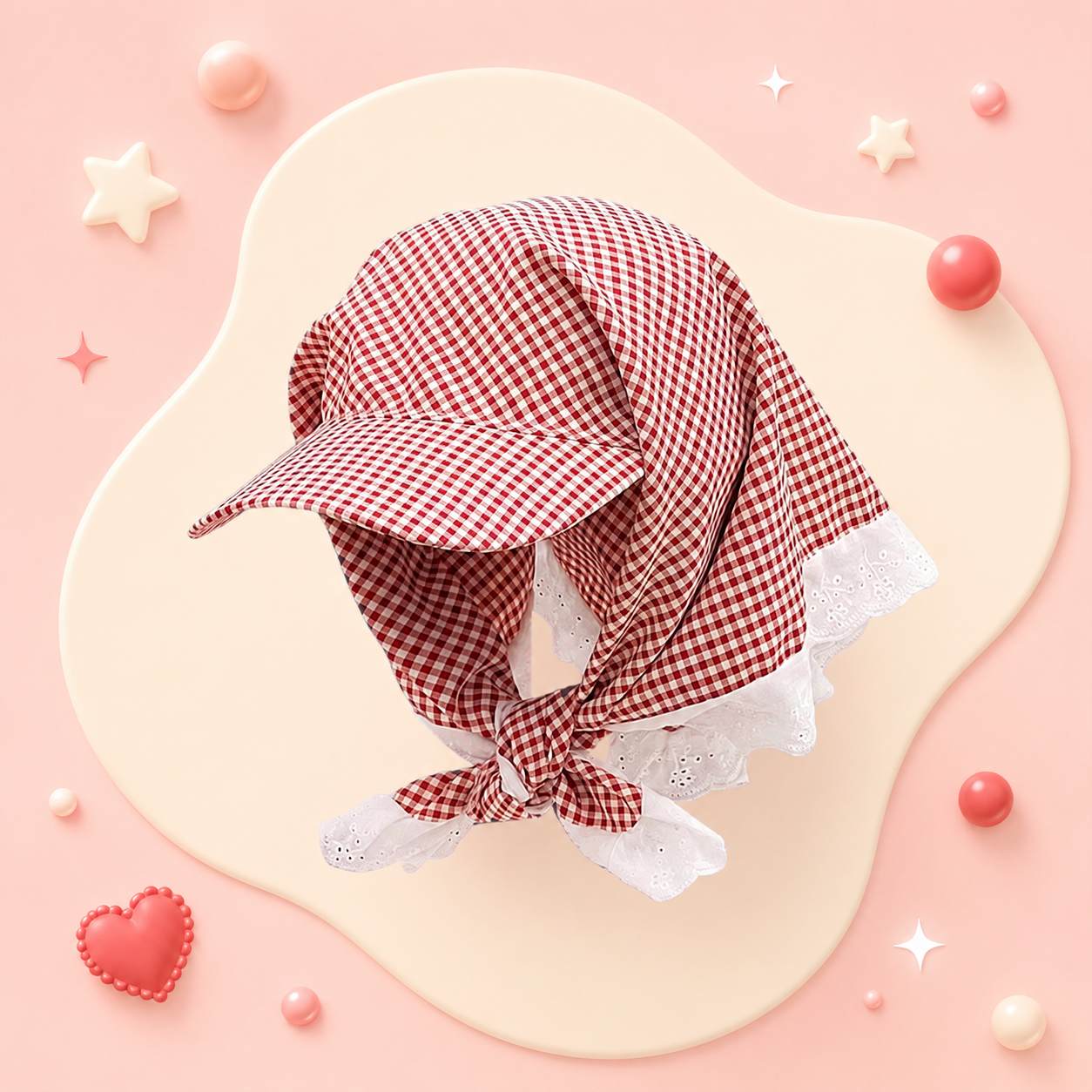 Red Plaid Bandana Cap