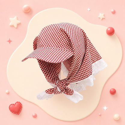 Red Plaid Bandana Cap