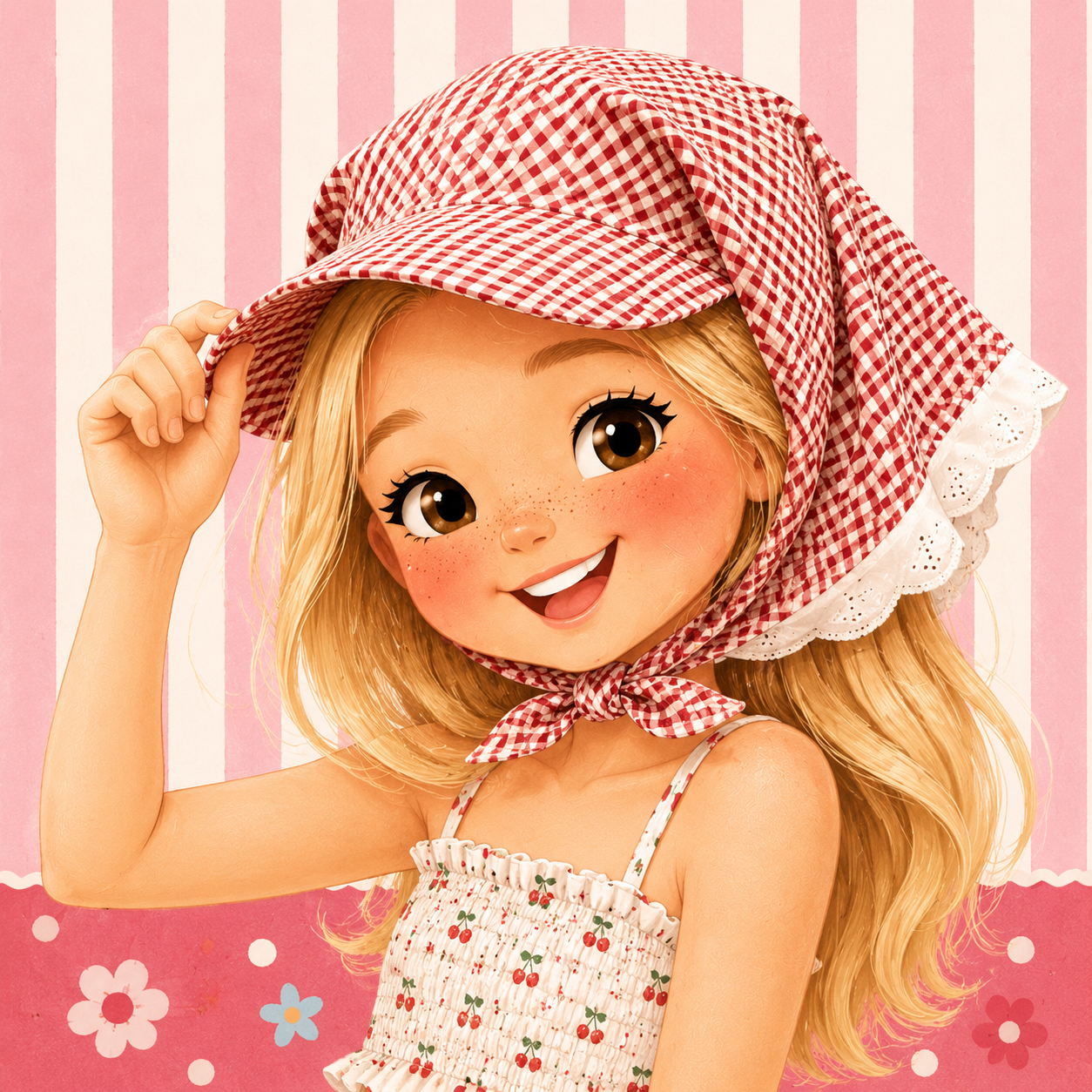 Red Plaid Bandana Cap