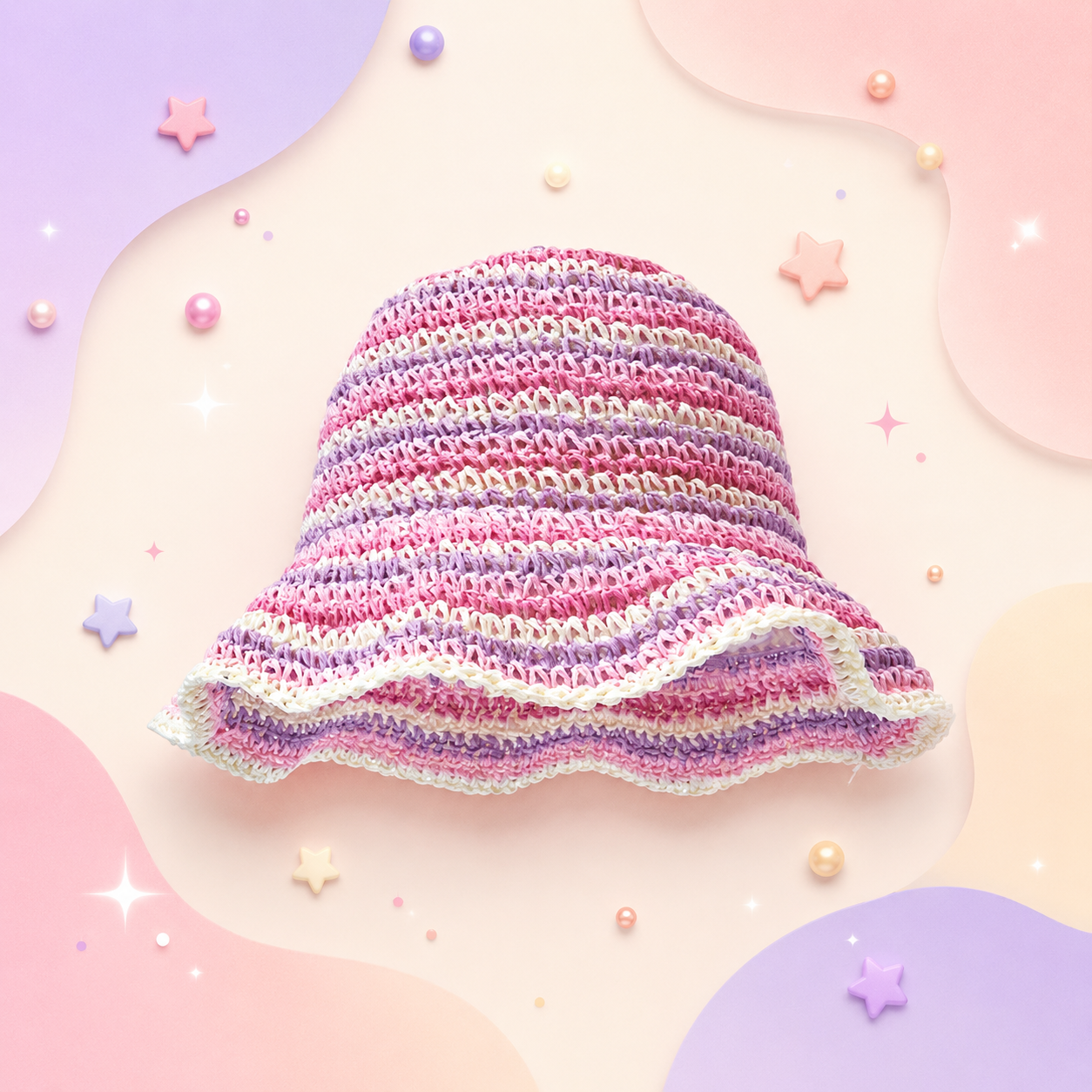 Macaron Striped Straw Hat